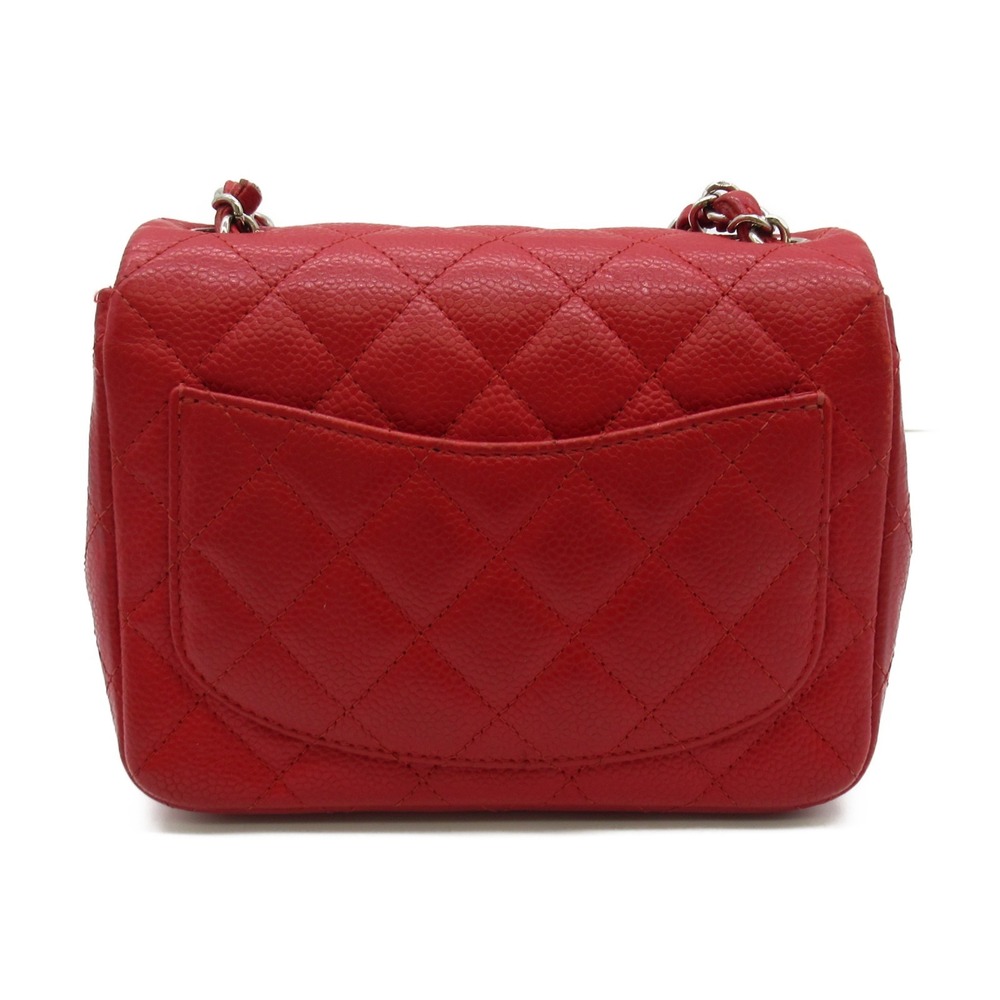 Chanel Mini Matelasse Shoulder Skin Caviar Chain Bag Red